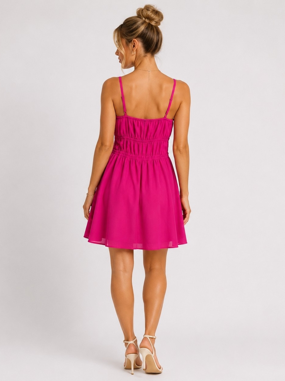 Steve Madden Heather Pink BabyDoll Mini Dress Barbie Core Cottagecore Resort - Picture 2 of 6